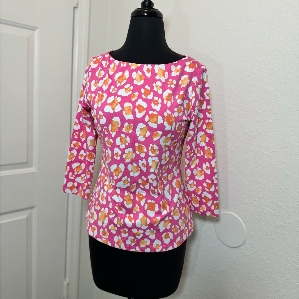 J.McLaughlin Pink and Orange Patterned Women's Top